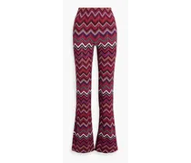 Crochet-knit flared pants - Red