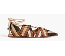 Striped canvas flats - Brown