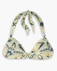 Cult Gaia Avis printed halterneck bikini top - Yellow Yellow