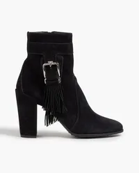 TOD'S Buckled fringed suede ankle boots - Black Black