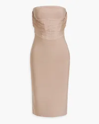 Hervé Léger Strapless fringed bandage dress - Neutral Neutral