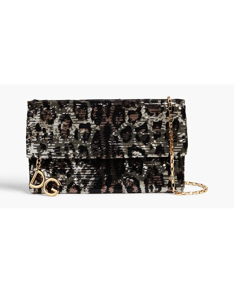 Dolce & Gabbana Metallic leopard-print satin envelope clutch - Animal print Animal