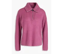 Ribbed-knit half-zip sweater - Purple