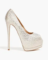 Giuseppe Zanotti Sharon 115 crystal-embellished satin platform pumps - Neutral Neutral