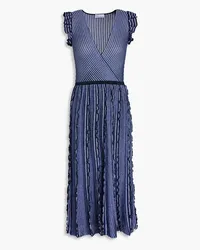 RED Valentino Ruffled metallic crochet-knit midi dress - Blue Blue