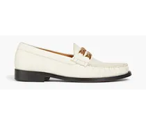 Max embellished lizard-effect leather loafers - White