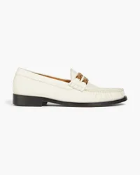 Sandro Embellished lizard-effect leather loafers - White White