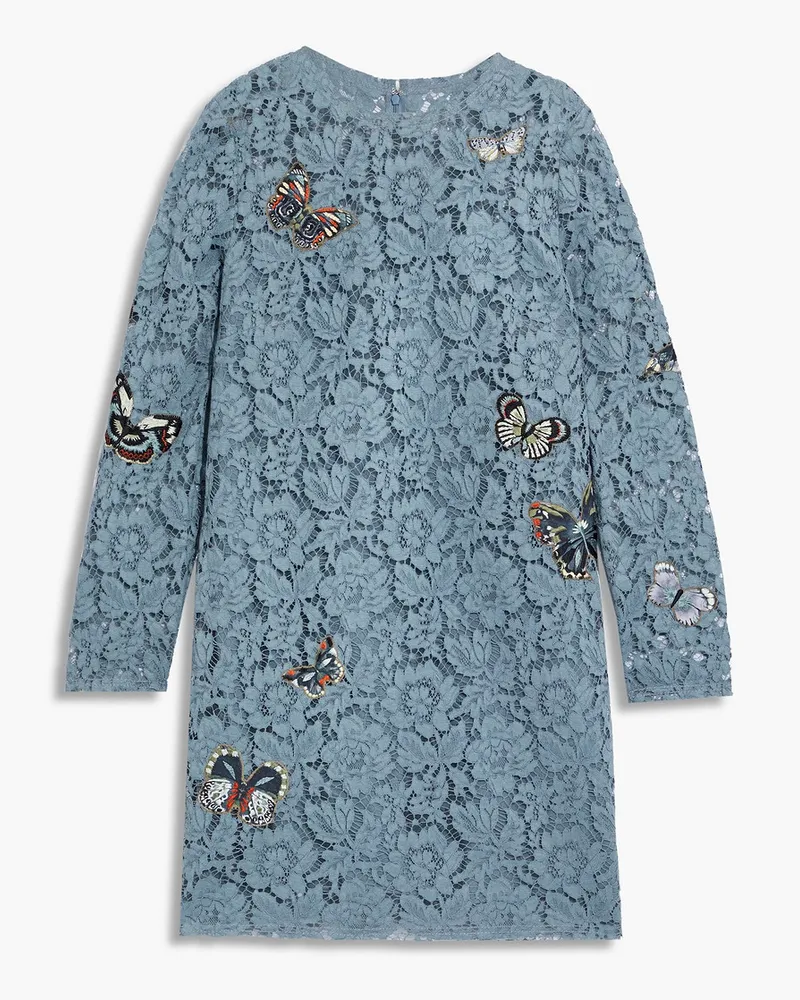 Valentino Garavani Appliquéd corded lace dress - Blue Blue