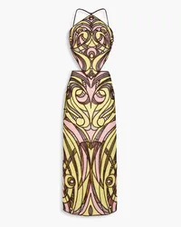 Emilio Pucci Cutout embroidered gauze maxi dress - Yellow Yellow