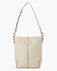 TOD'S Leopard-print calf hair and leather shoulder bag - White White