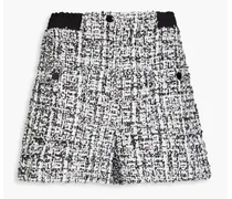 Sequin-embellished metallic tweed shorts - Black