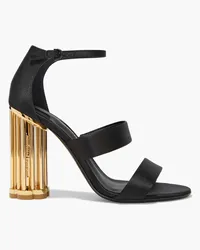 Ferragamo Daiano leather-trimmed satin sandals - Black Black