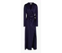 Electra belted wrap-effect silk-satin maxi dress - Blue