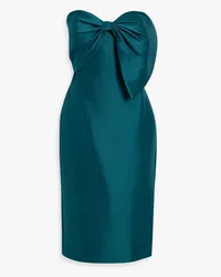 Badgley Mischka Strapless bow-embellished faille dress - Blue Blue