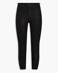 L'Agence Margot cropped glittered high-rise skinny jeans - Black Black