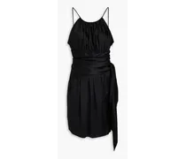 Draped silk-satin mini dress - Black