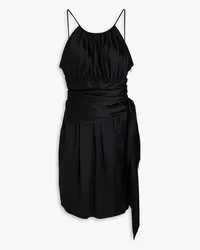 Emporio Armani Draped silk-satin mini dress - Black Black