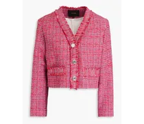 Cropped frayed tweed jacket - Red