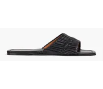 Casoria plissé leather slides - Black