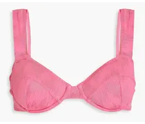 Stretch-jacquard underwired bikini top - Pink