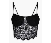Cropped crocheted lace top - Black