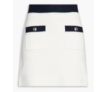 Button-embellished cotton mini skirt - White