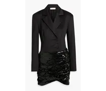 Maxwell mesh-paneled sequined cady mini dress - Black