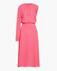 Stella McCartney One-sleeve gathered stretch-crepe midi dress - Pink Pink