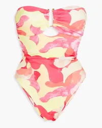 Rebecca Vallance Toretta cutout printed bandeau swimsuit - Orange Orange