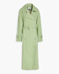 ROTATE Birger Christensen Double-breasted striped cotton-blend coat - Green Green