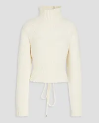 Maje Lace-up knitted turtleneck sweater - White White