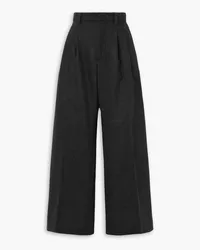 Jean Paul Gaultier Pleated wool-blend straight-leg pants - Black Black