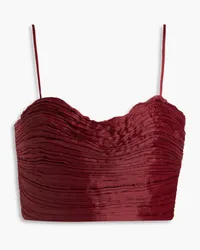 Aje. Laurier Wave cropped plissé-organza top - Burgundy Burgundy