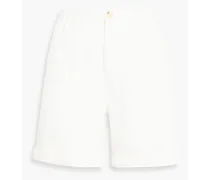 Linen, TENCEL™ and cotton-blend twill shorts - White