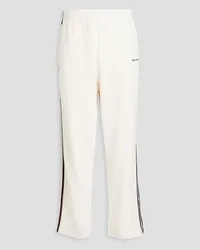 adidas Embroidered striped French cotton-blend terry track pants - White White