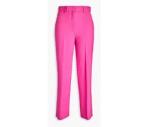 Cropped wool-blend straight-leg pants - Pink