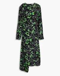 Samsøe & Samsøe Wrap-effect floral-print cady midi dress - Black Black