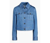 Dianora cotton and linen-blend denim jacket - Blue