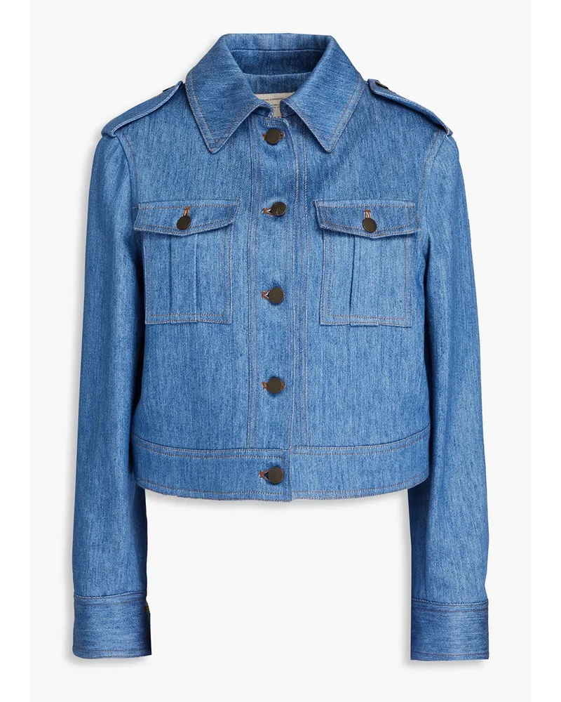 Giuliva Heritage Collection Dianora cotton and linen-blend denim jacket - Blue Blue