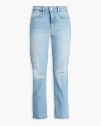 Frame Denim Le High Straight cropped distressed high-rise straight-leg jeans - Blue Blue