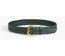 Braided leather belt - Green