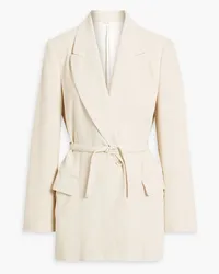 Brunello Cucinelli Bead-embellished belted corduroy blazer - White White