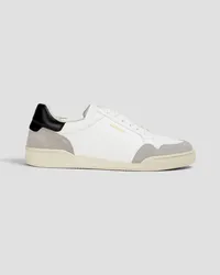 Sandro Suede-trimmed leather sneakers - White White