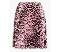 Roberto Cavalli Pleated leopard-print satin-twill mini skirt - Pink Pink