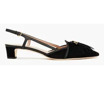 Embellished suede slingback pumps - Black