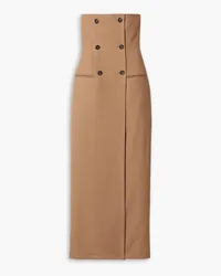 Stella McCartney Strapless double-breasted wool maxi dress - Brown Brown