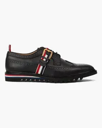 Thom Browne Striped pebbled-leather brogues - Black Black