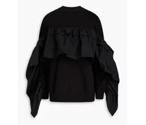 Ruffled French cotton-blend terry sweatshirt - Black