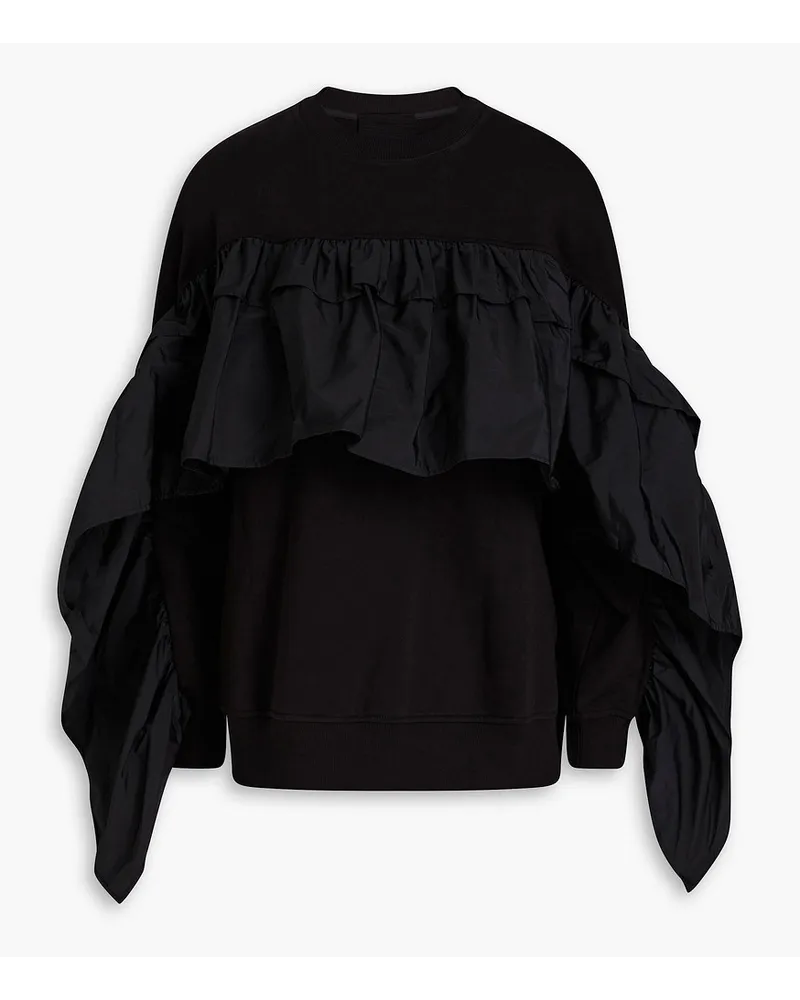 RED Valentino Ruffled French cotton-blend terry sweatshirt - Black Black