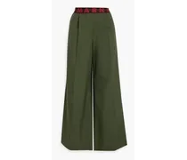 Pleated wool wide-leg pants - Green